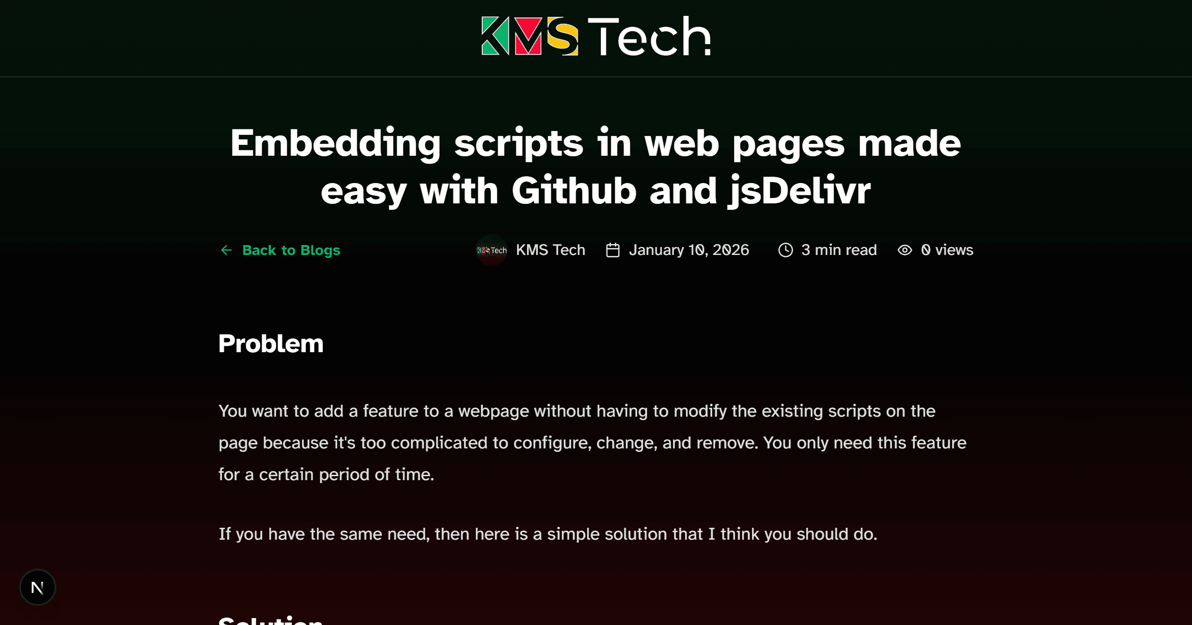 Embedding scripts in web pages made easy with Github and jsDelivr