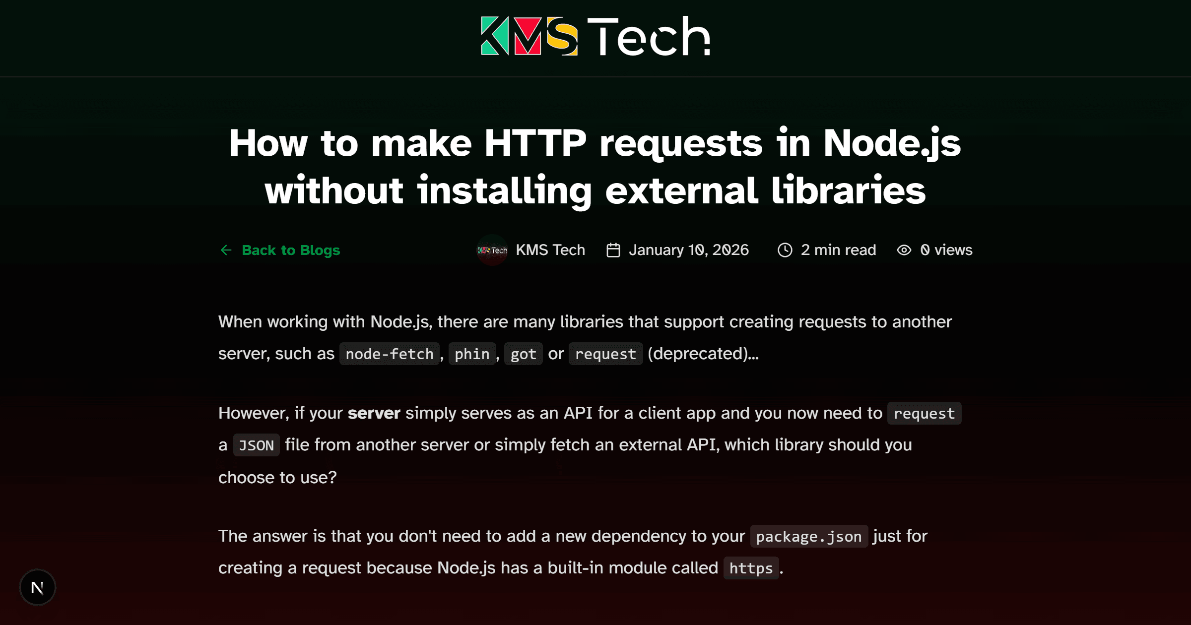 How to make HTTP requests in Node.js without installing external libraries