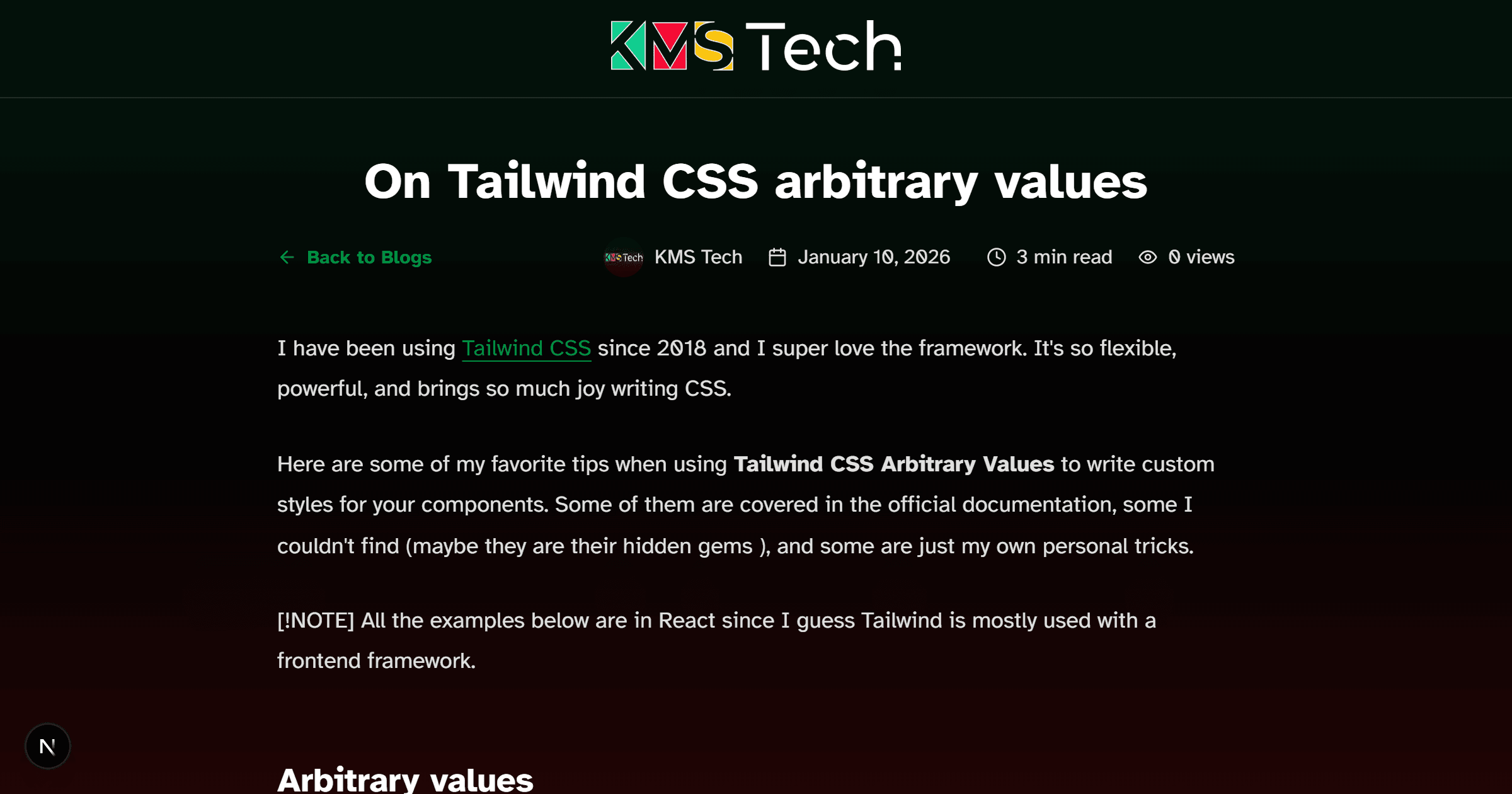 On Tailwind CSS arbitrary values