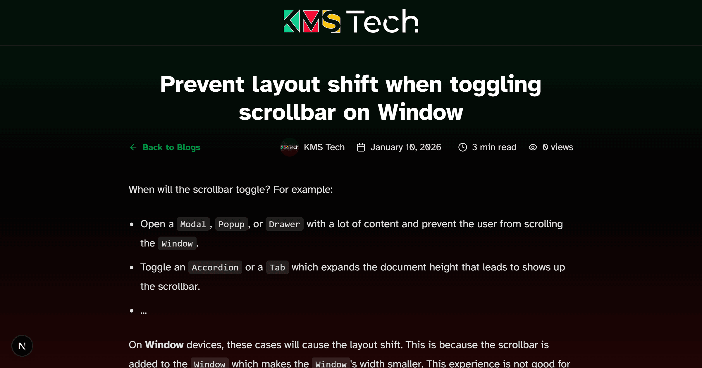 Prevent layout shift when toggling scrollbar on Window