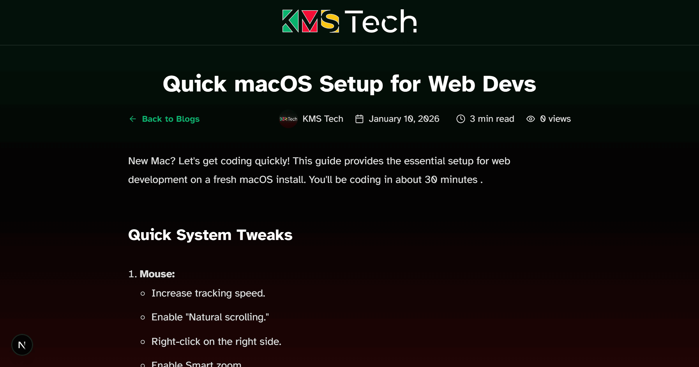 Quick macOS Setup for Web Devs