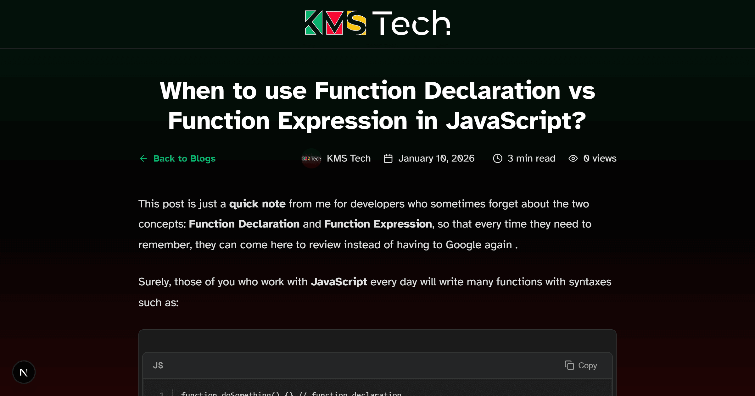 When to use Function Declaration vs Function Expression in JavaScript?