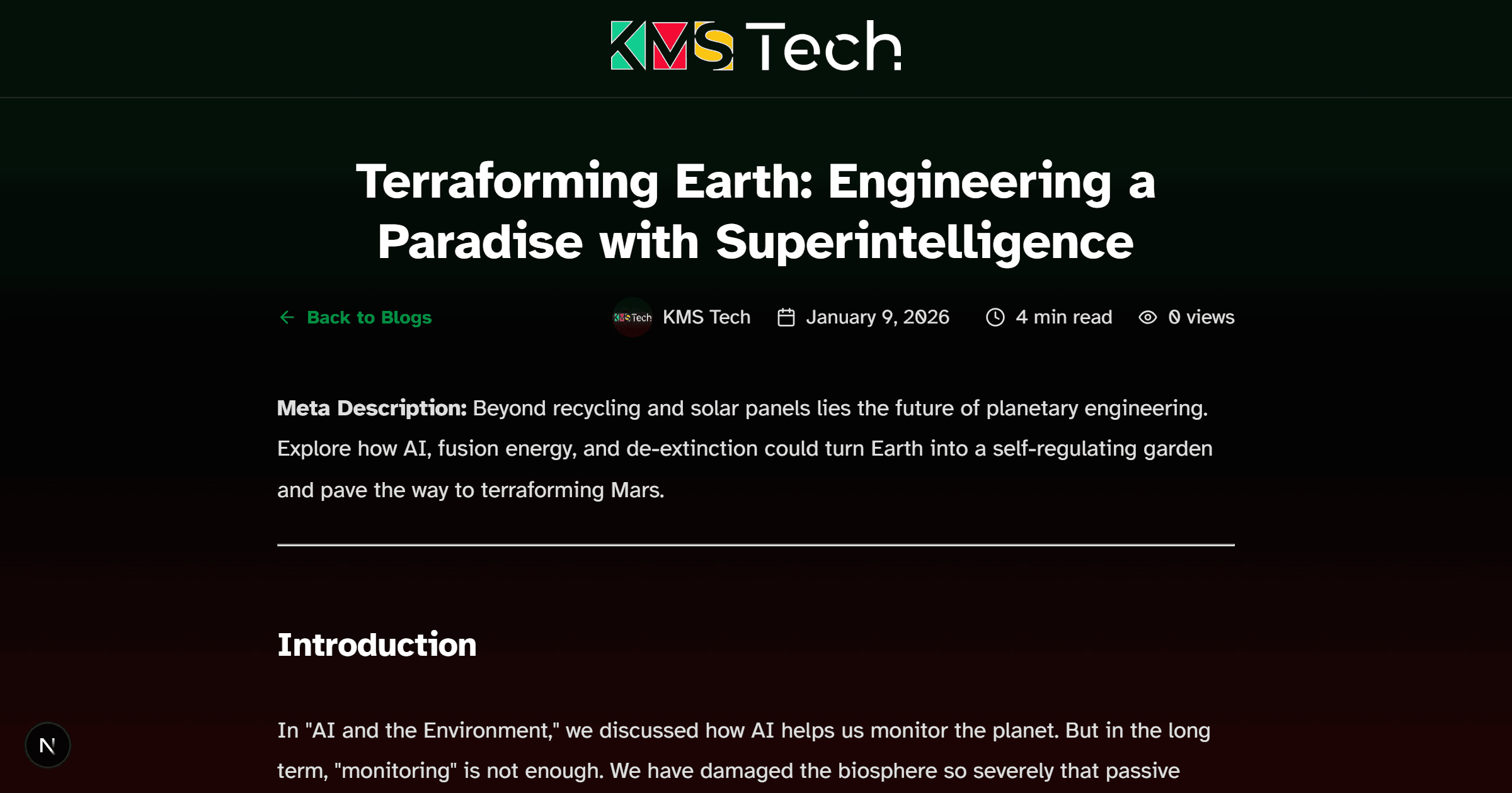 Terraforming Earth: Engineering a Paradise with Superintelligence